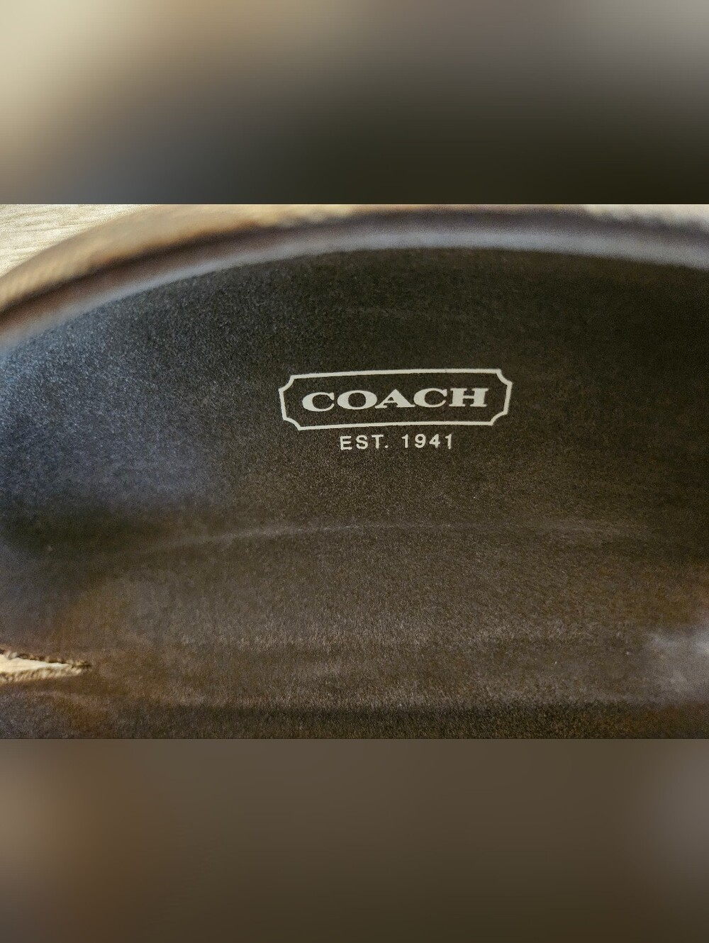 Coach Monogram Logo Sunglasses Eyeglasses Case Clamshell Hard Shell Brown Tan